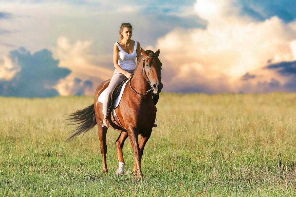 vrouw in galop te paard